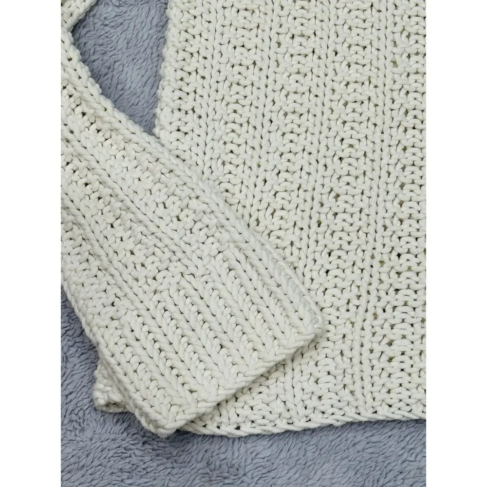 J. CREW ‘KNIT BY HAND’ IVORY CHUNKY KNIT SWEATER SZ MEDIUM - Picture 5 of 9
